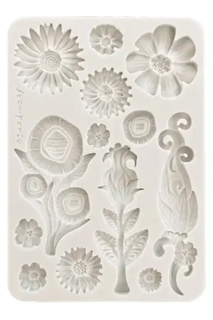 Stamperia Moldes de Silicona A5 Furry Friends Flowers Moderno