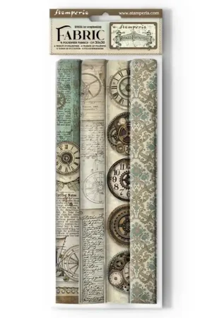 Mejor Calidad Paquete de 4 hojas de tela 30x30 cm. Voyages Fantastiques Stamperia