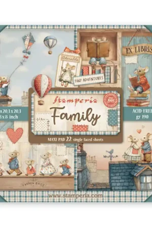 Gran Oferta Stamperia Kit de 22 Hojas de una cara 20x20 cm. Family
