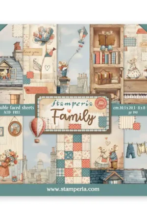 Stamperia - Kit de papeles de Scrapbooking de doble cara 20 x 20 cm. Family Envío Internacional