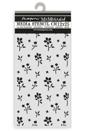 Últimas Unidades Stencil Stamperia Mix Media Art 25 x 12 cm. - Family Small Flower Pattern