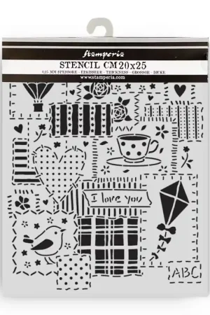 Nuevo Modelo Stencil Stamperia Mix Media Art 20 x 25 cm. - Family Patchwork