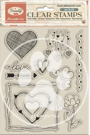 Sellos acrílicos de Stamperia - Family Corazones Barato