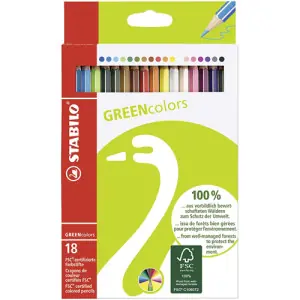 STABILO GreenColors Caja cartón 18 lápices colores surtidos Original
