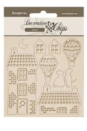 Stamperia Decorative chips - Family Casa y globos Rebajas
