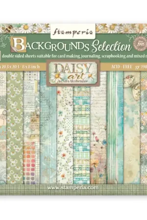 Garantía Incluida Kit de papeles de Scrapbooking 20 x 20 cm. Stamperia - Backgrounds Selection - Daisy Art