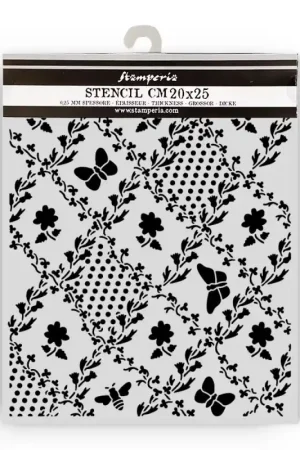 Stencil Stamperia Mix Media Art 20 x 25 cm. - Texture Butterfly and Daisy Artesanal