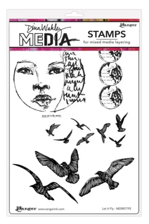 Kit de Sellos Dina Wakley Media Cling Stamps Let It Fly Rebajas