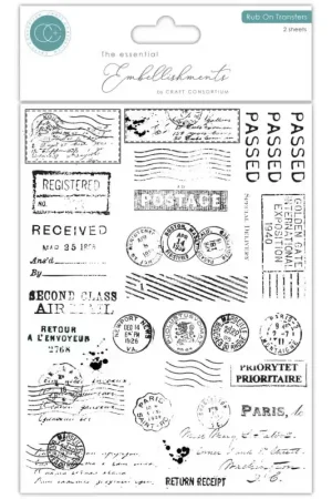 Craft Consortium The Collector Rub on Transfers Postage Profesional