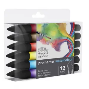 Promoción Exclusiva Set 12 Rotuladores acuarela Promarker Winsor & Newton, tonos básicos