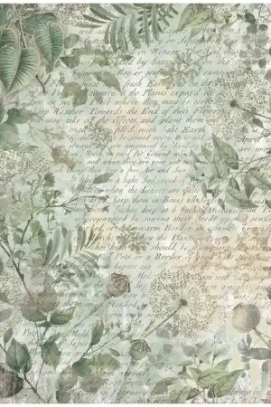 A Buen Precio Stamperia Papel de arroz A4 Herbarium Silvae Leaves Background