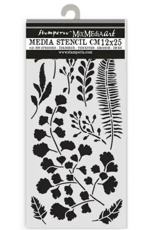 Premium Stencil Stamperia Mix Media Art 25 x 12 cm. - Herbarium Silvae Leaves