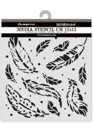 Ordenar Ahora Mismo Stamperia Herbarium Silvae Feather Pattern. Stencil Mix Media Art 12 x 12 cm.