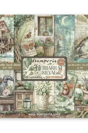 Stamperia - Kit de papeles de Scrapbooking de doble cara 30 x 30 cm. Herbarium Silvae Garantía De Devolución De Dinero