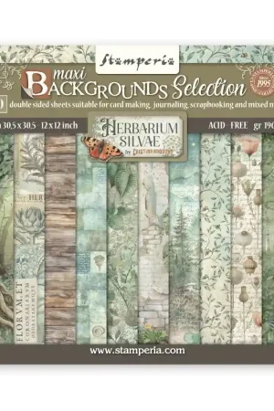 Kit de papeles de Scrapbooking 30 x 30 cm. Stamperia - Maxi Background selection - Herbarium Silvae Ordenar Ahora Mismo