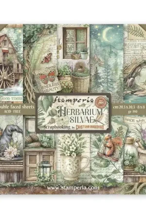 Última Versión Stamperia - Kit de papeles de Scrapbooking de doble cara 20 x 20 cm. Herbarium Silvae
