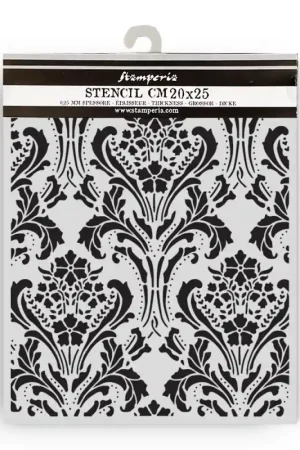 Hecho A Mano Stencil Stamperia Mix Media Art 20 x 25 cm. - Quiet Days Baroque Tapestry