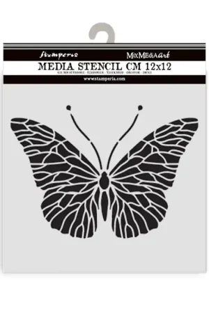 Envío Internacional Stamperia Quiet Days. Stencil Mix Media Art 12 x 12 cm. Butterfly
