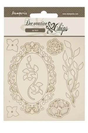 Stamperia Decorative chips - Quiet Days Frame with Flowers Máxima Calidad