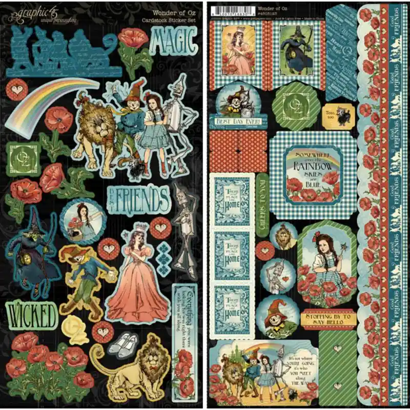 Kit de 2 hojas adhesivas 30 x 15 cm. Wonder of Oz - Graphic 45 Auténtico