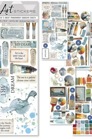 Kit de 5 hojas de Stickers Ciao Bella An artist journey Mayoreo