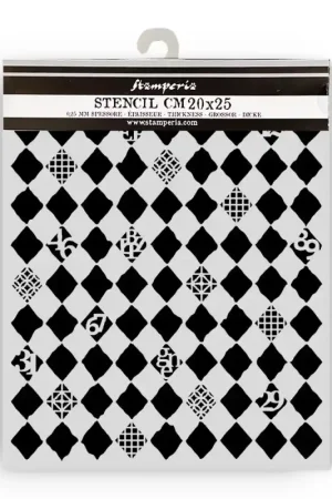 Stencil Stamperia Mix Media Art 20 x 25 cm. - Furry Friends Rhombus Pattern De Moda