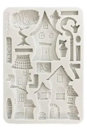 Stamperia Moldes de Silicona A5 Furry Friends Houses Edición Limitada