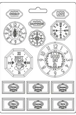 Kit de moldes A4 Coffee and Chocolate Clocks by Cristina Radovan - Stamperia Nuevo Modelo