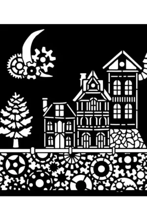 Nueva Colección Stamperia Gear up for Christmas Stencil Mix Media Art 18 x 18 cm. Houses