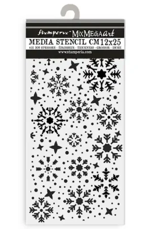 Ordenar Ahora Mismo Stencil Stamperia Mix Media Art 25 x 12 cm. - Gear up for Christmas snowflakes