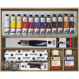 Caja de madera con 12 colores óleo Titan Goya (20 ml) Envío Exprés