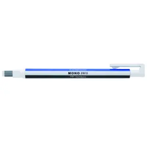 Tombow MONO ZERO Borrador de precisión, punta rectangular 2,5 x 5 mm. Cuerpo blaco/azul/negro Pago Seguro