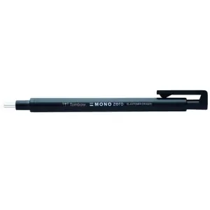 Tombow MONO ZERO Borrador de precisión, punta redonda 2,3 mm. Cuerpo negro Moderno