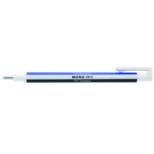 Nueva Colección Tombow MONO ZERO Borrador de precisión, punta redonda 2,3 mm. Cuerpo blaco/azul/negro