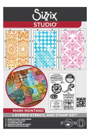 Compra Hoy Sizzix Studio Clear Stamps & Stencils by Mark Montano - Build It