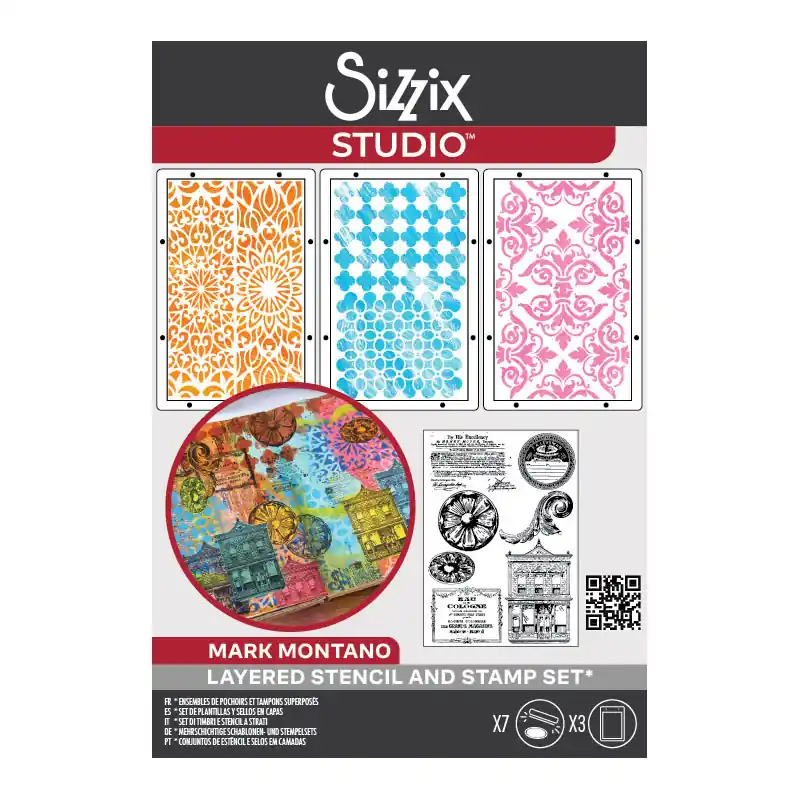 Compra Hoy Sizzix Studio Clear Stamps & Stencils by Mark Montano - Build It