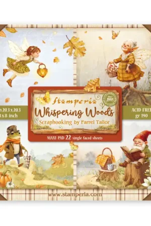 Profesional Stamperia Kit de 22 Hojas de una cara 20x20 cm. Whispering Woods