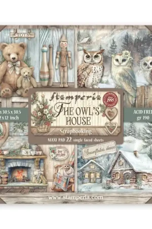 Stamperia Kit de 22 Hojas de una cara 30x30 cm. The Owl's House Precio Bajo