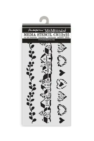 Stencil Stamperia Mix Media Art 25 x 12 cm. - The Owl's House 3 Stripes Alta Calidad