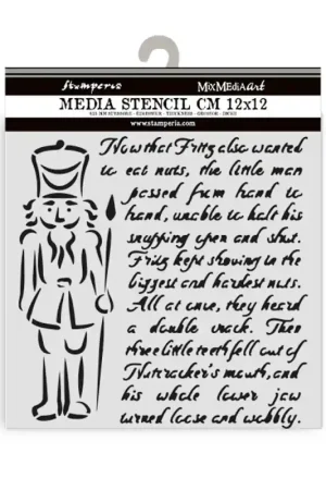 Ocasión Especial Stamperia Alice in Christmas Soldiers. Stencil Mix Media Art 12 x 12 cm.