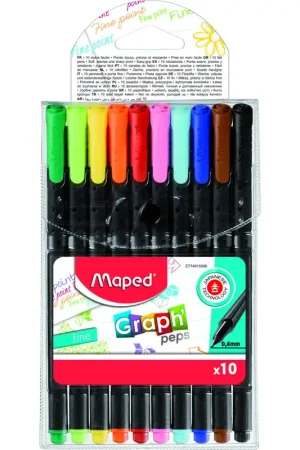 6 BOLIGRAFOS FINOS 0.4MM MAPED COLORES BASICOS Solo Hoy