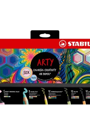 Bestseller SET STABILO ARTY LINE PASTEL SET 50(5XBOSS ORIGINAL PASTEL, 9XWOODY 3 IN 1, 12XPEN 68, 12XPOINT 88, 12XAQUACOLOR)