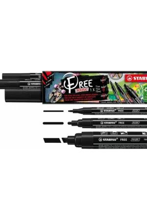 SET ROTULADOR ACRILICO STABILO NEGROS DIFERENTES GROSORES Oferta Limitada