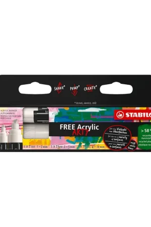 SET ROTULADOR ACRILICO STABILO BLANCOS DIFERENTES GROSORES Edición Limitada