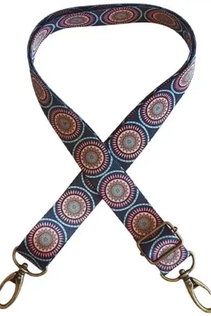 ASA BOLSO CINTA ESTAMPADA MANDALA MARINO 135x3 CM Directo De Fábrica