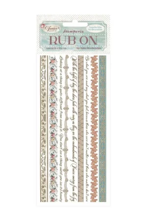 Stock Limitado Rub-on Stamperia 10.16x21.6 cms. Venice City of Art Rayas